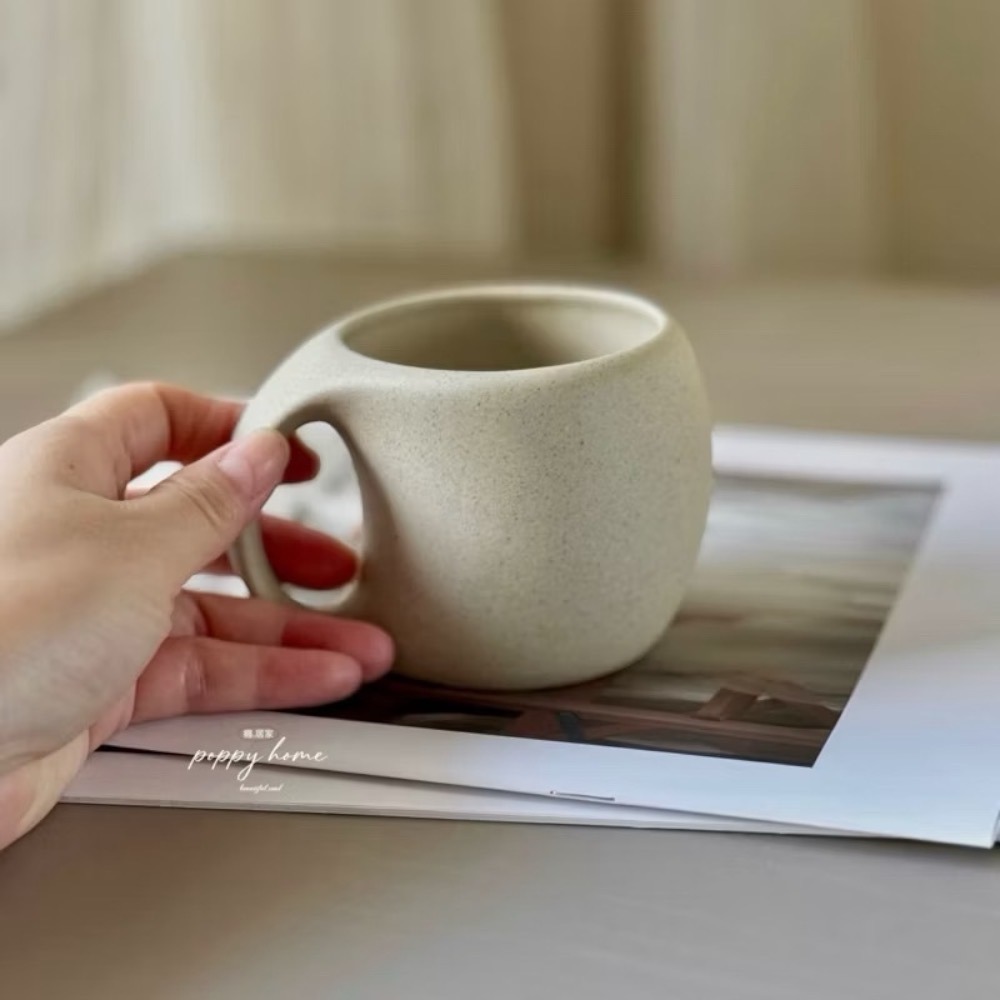 poppy-日式復古咖啡杯 粗陶精緻拿鐵杯 灣灣杯 水杯 杯子湯匙組 甜品杯 趣味 交換禮物 侘寂風-細節圖3