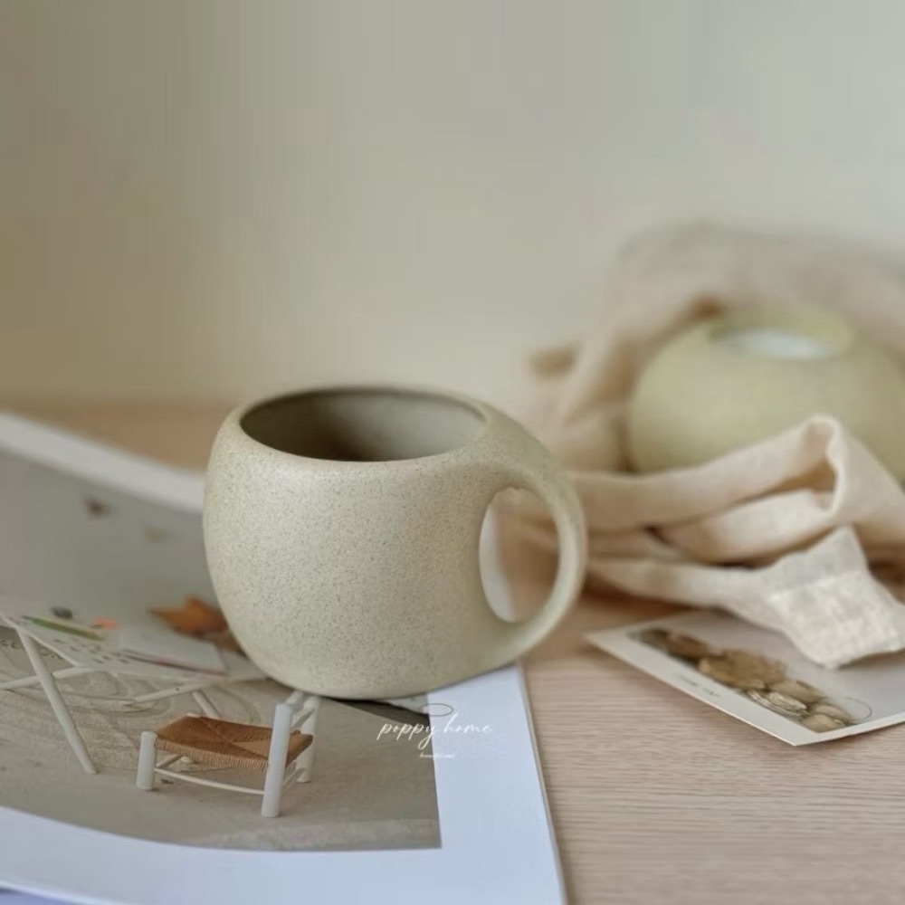 poppy-日式復古咖啡杯 粗陶精緻拿鐵杯 灣灣杯 水杯 杯子湯匙組 甜品杯 趣味 交換禮物 侘寂風-細節圖4