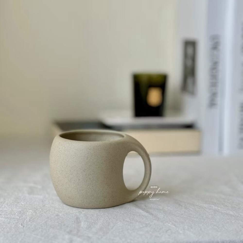 poppy-日式復古咖啡杯 粗陶精緻拿鐵杯 灣灣杯 水杯 杯子湯匙組 甜品杯 趣味 交換禮物 侘寂風-細節圖5