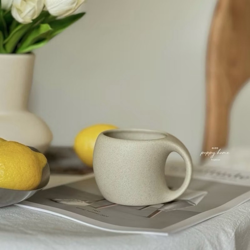 poppy-日式復古咖啡杯 粗陶精緻拿鐵杯 灣灣杯 水杯 杯子湯匙組 甜品杯 趣味 交換禮物 侘寂風-細節圖7