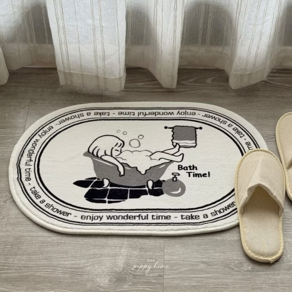 poppy-仿羊絨吸水地毯 橢圓形地毯 簡約時尚 北歐現代 地墊 浴室 臥室 仿羔羊 地毯  腳踏墊廁所 厚款-細節圖2