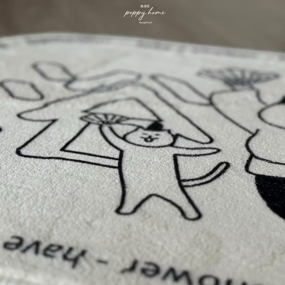 poppy-日式文藝 仿羊絨吸水地毯 北歐 地墊 浴室 臥室 客廳 仿羔羊 仿羊毛 地毯  腳踏墊廁所 厚款-細節圖9