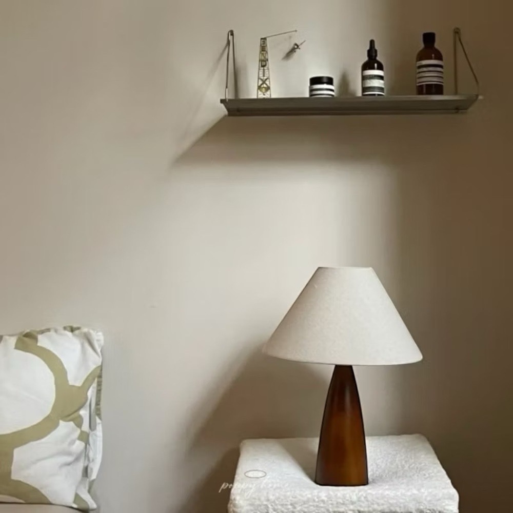 poppy-侘寂風實木復古檯燈 高顏值 三色燈光 中古風檯燈 氛圍感燈具 床頭燈 LED中古vintage-細節圖2