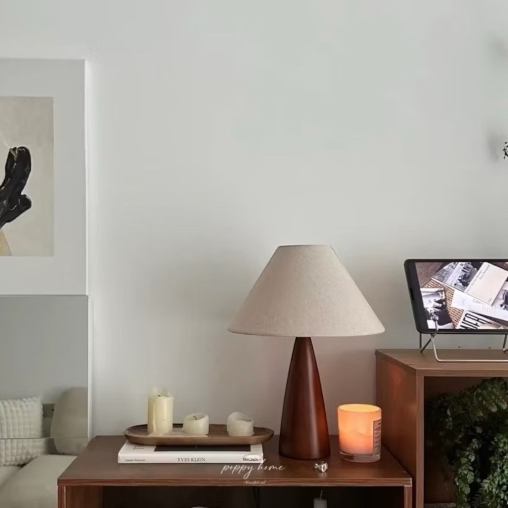 poppy-侘寂風實木復古檯燈 高顏值 三色燈光 中古風檯燈 氛圍感燈具 床頭燈 LED中古vintage-細節圖8