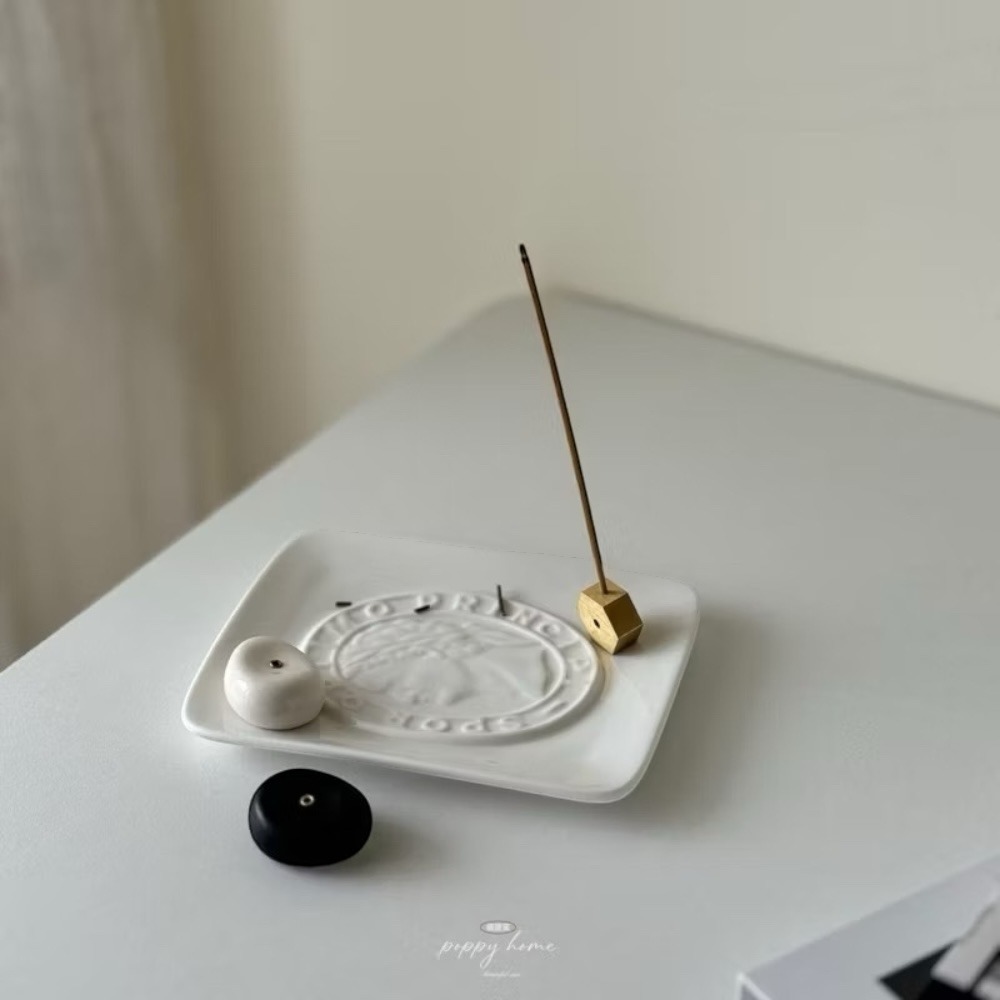 poppy-純黃銅六角多孔香插 線香 薰香 香插 薰香座 陶瓷魔豆 無印風 香皿-細節圖8