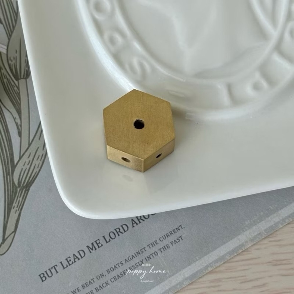 poppy-純黃銅六角多孔香插 線香 薰香 香插 薰香座 陶瓷魔豆 無印風 香皿-細節圖9