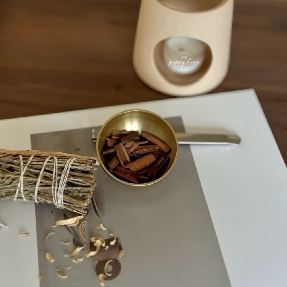 ｜原創｜poppy-素陶香薰爐日式 蠟燭爐 精油香磚檀香爐沉香爐日式茶道香道 無煙 純銅 香皿 聖木 鼠尾草 侘寂風-細節圖7