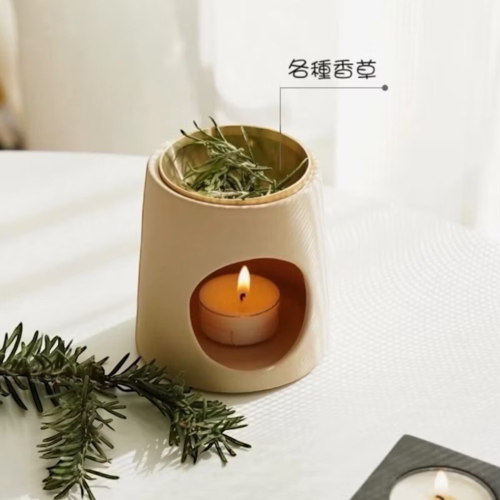 ｜原創｜poppy-素陶香薰爐日式 蠟燭爐 精油香磚檀香爐沉香爐日式茶道香道 無煙 純銅 香皿 聖木 鼠尾草 侘寂風-細節圖8