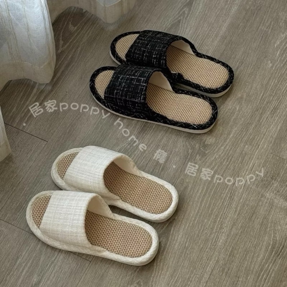 poppy-亞麻針織拖鞋 拖鞋 室內拖鞋  拖鞋 舒適 便鞋 防滑室內拖鞋 高回彈不累腳 情侶拖鞋 居家生活-細節圖2