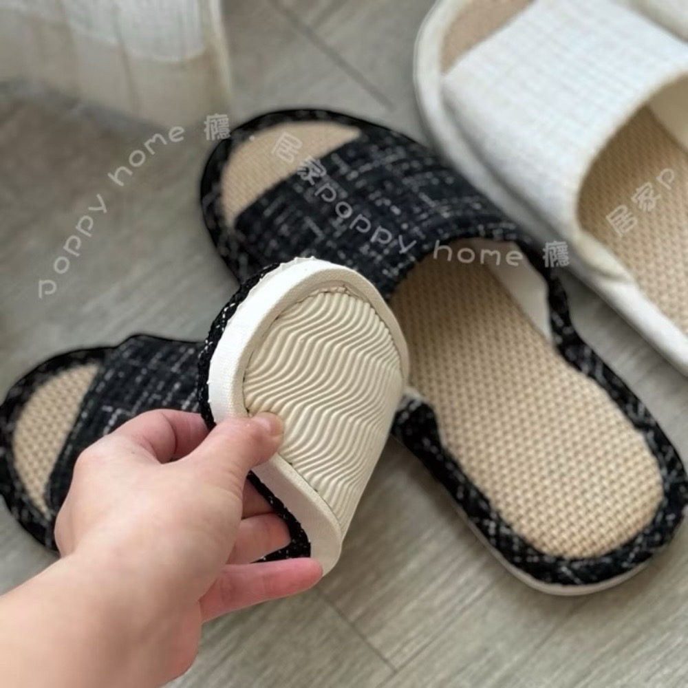 poppy-亞麻針織拖鞋 拖鞋 室內拖鞋  拖鞋 舒適 便鞋 防滑室內拖鞋 高回彈不累腳 情侶拖鞋 居家生活-細節圖3