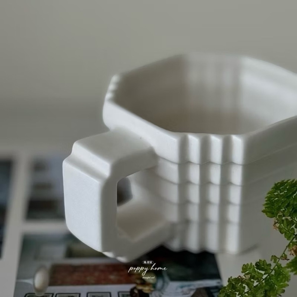 ｜原創｜poppy-建築立體咖啡杯盤 質感手作咖啡杯 早餐杯 簡約 北歐風 咖啡杯 陶瓷杯 水杯 咖啡杯組-細節圖4