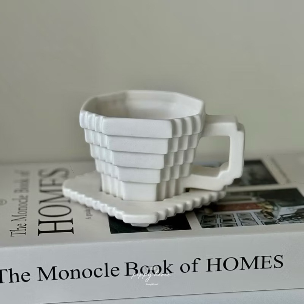 ｜原創｜poppy-建築立體咖啡杯盤 質感手作咖啡杯 早餐杯 簡約 北歐風 咖啡杯 陶瓷杯 水杯 咖啡杯組-細節圖5