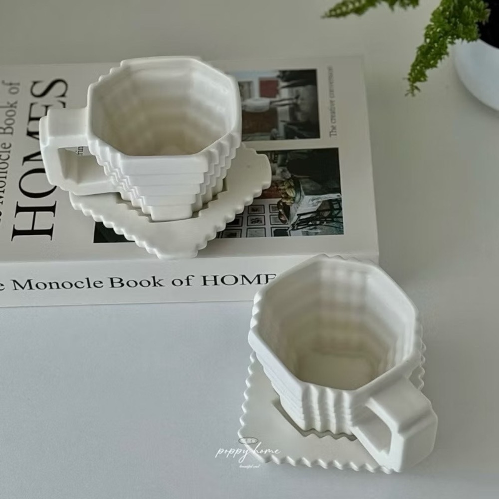 ｜原創｜poppy-建築立體咖啡杯盤 質感手作咖啡杯 早餐杯 簡約 北歐風 咖啡杯 陶瓷杯 水杯 咖啡杯組-細節圖7
