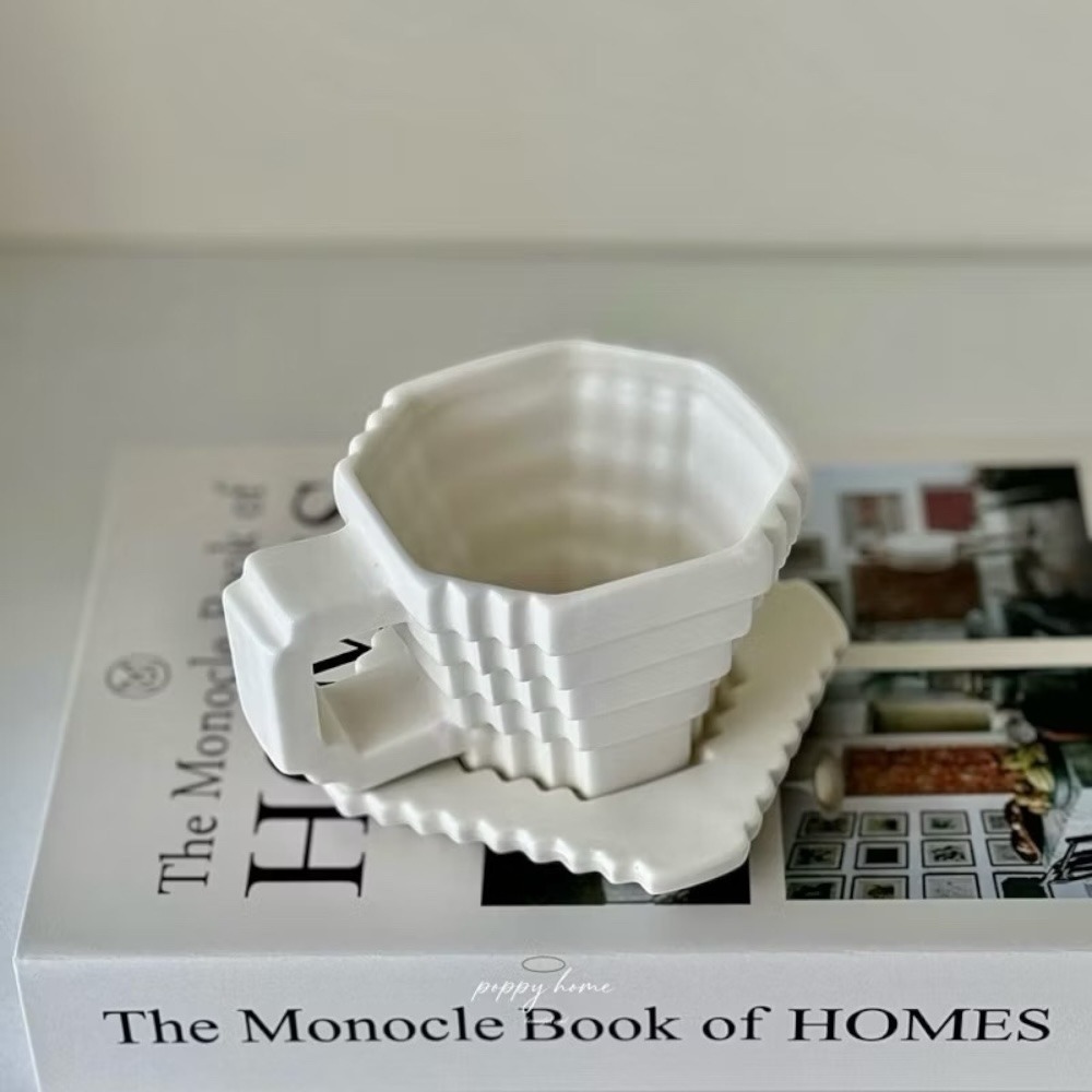 ｜原創｜poppy-建築立體咖啡杯盤 質感手作咖啡杯 早餐杯 簡約 北歐風 咖啡杯 陶瓷杯 水杯 咖啡杯組-規格圖9
