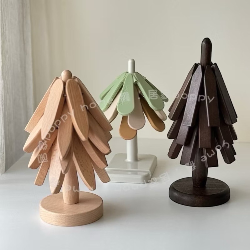 poppy-聖誕樹餐墊 隔熱墊 杯墊 耐熱墊 北歐 硅膠 櫸木 黑胡桃木 實木隔熱墊 防燙耐高溫鍋墊 杯墊-細節圖6