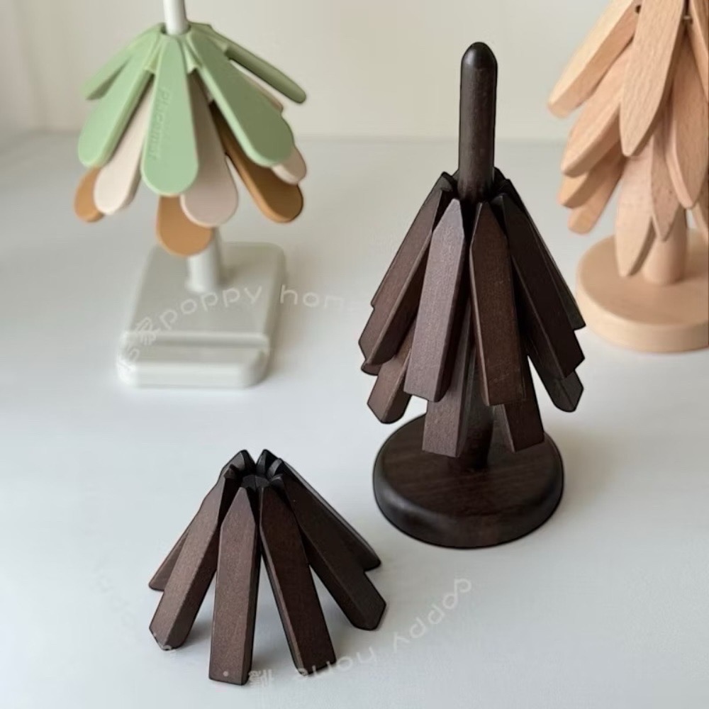 poppy-聖誕樹餐墊 隔熱墊 杯墊 耐熱墊 北歐 硅膠 櫸木 黑胡桃木 實木隔熱墊 防燙耐高溫鍋墊 杯墊-細節圖7