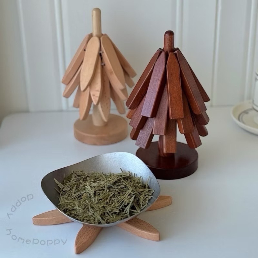 poppy-聖誕樹餐墊 隔熱墊 杯墊 耐熱墊 北歐 硅膠 櫸木 黑胡桃木 實木隔熱墊 防燙耐高溫鍋墊 杯墊-細節圖8