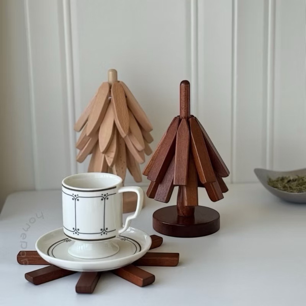 poppy-聖誕樹餐墊 隔熱墊 杯墊 耐熱墊 北歐 硅膠 櫸木 黑胡桃木 實木隔熱墊 防燙耐高溫鍋墊 杯墊-細節圖9