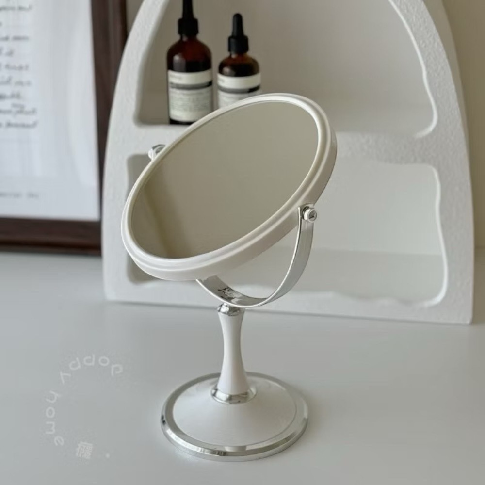 poppy-清新淨白高級感雙面化妝鏡 美妝鏡 立鏡 桌上鏡 3倍放大鏡 簡約風 居家用品-細節圖5