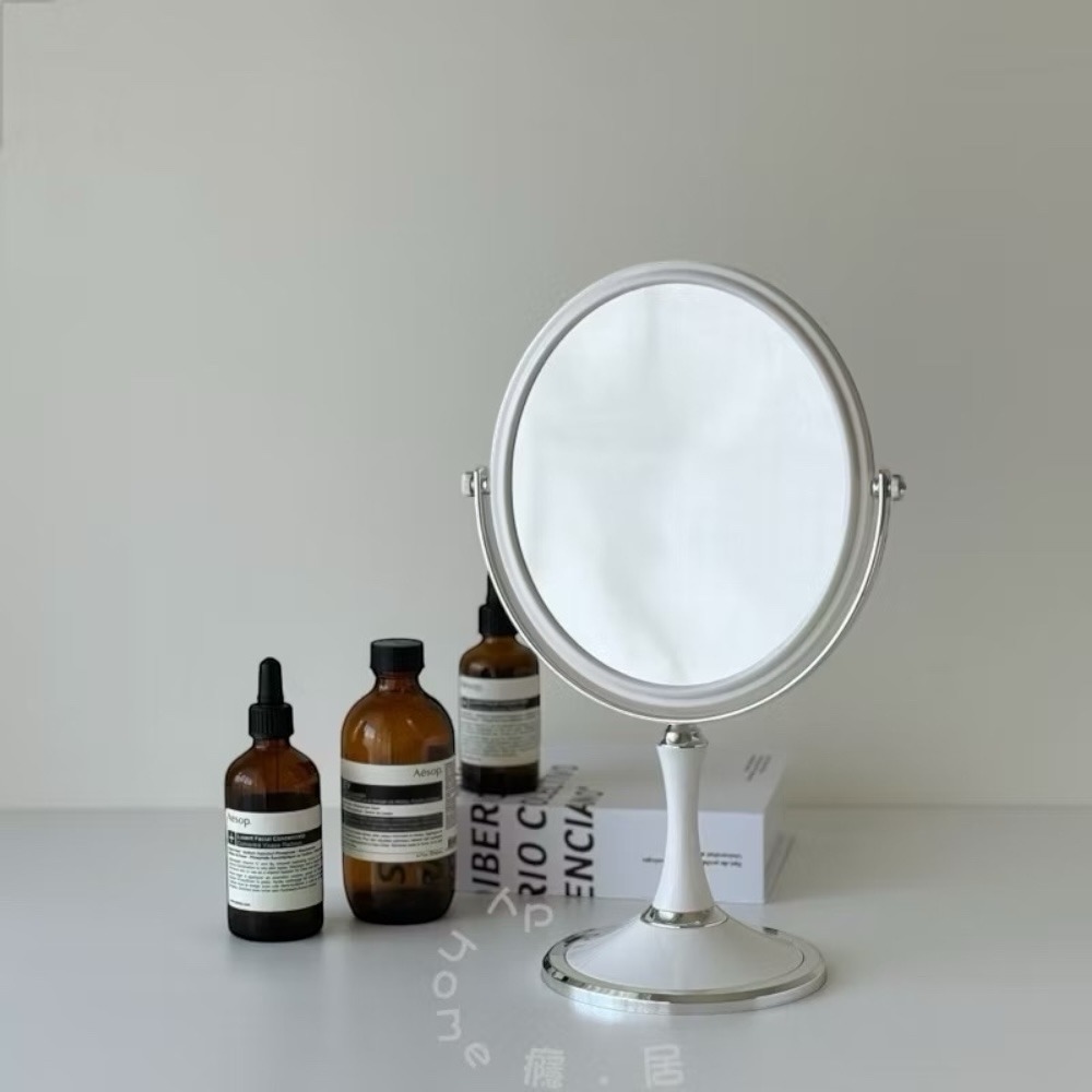poppy-清新淨白高級感雙面化妝鏡 美妝鏡 立鏡 桌上鏡 3倍放大鏡 簡約風 居家用品-細節圖6