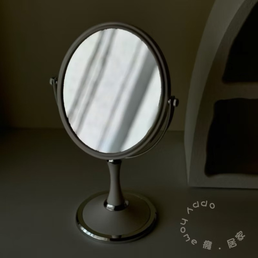 poppy-清新淨白高級感雙面化妝鏡 美妝鏡 立鏡 桌上鏡 3倍放大鏡 簡約風 居家用品-細節圖7