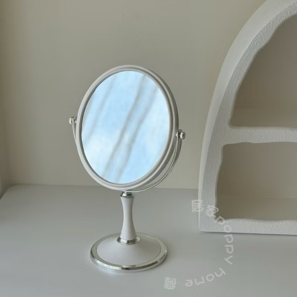 poppy-清新淨白高級感雙面化妝鏡 美妝鏡 立鏡 桌上鏡 3倍放大鏡 簡約風 居家用品-細節圖8