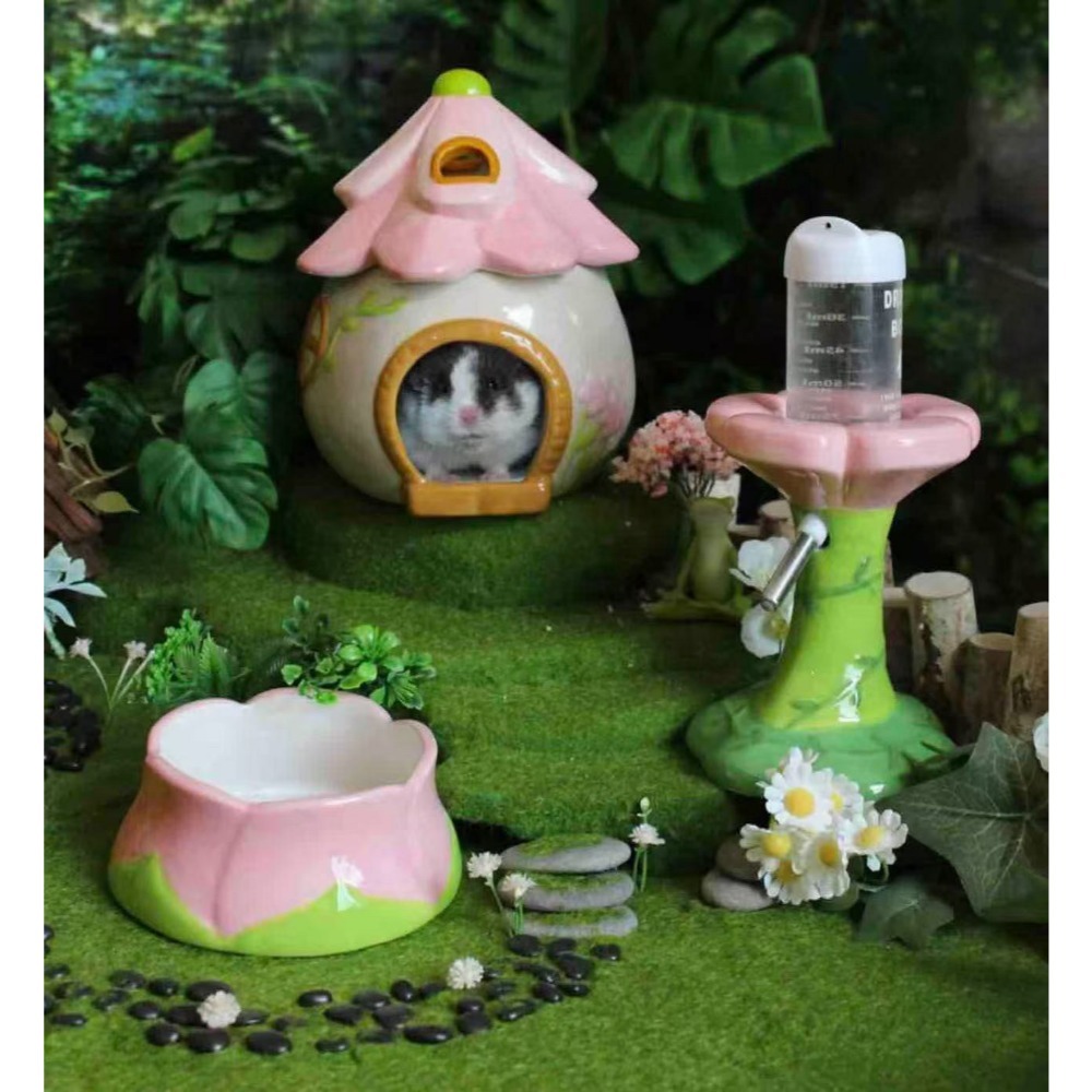 花花四件組(窩+食盆+水壺+水樽)-規格圖1