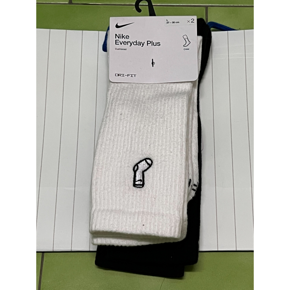 Nike 襪子 黑白 兩入 長襪 FB5709-901-細節圖3