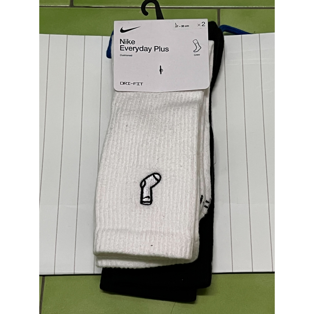 Nike 襪子 黑白 兩入 長襪 FB5709-901-細節圖4