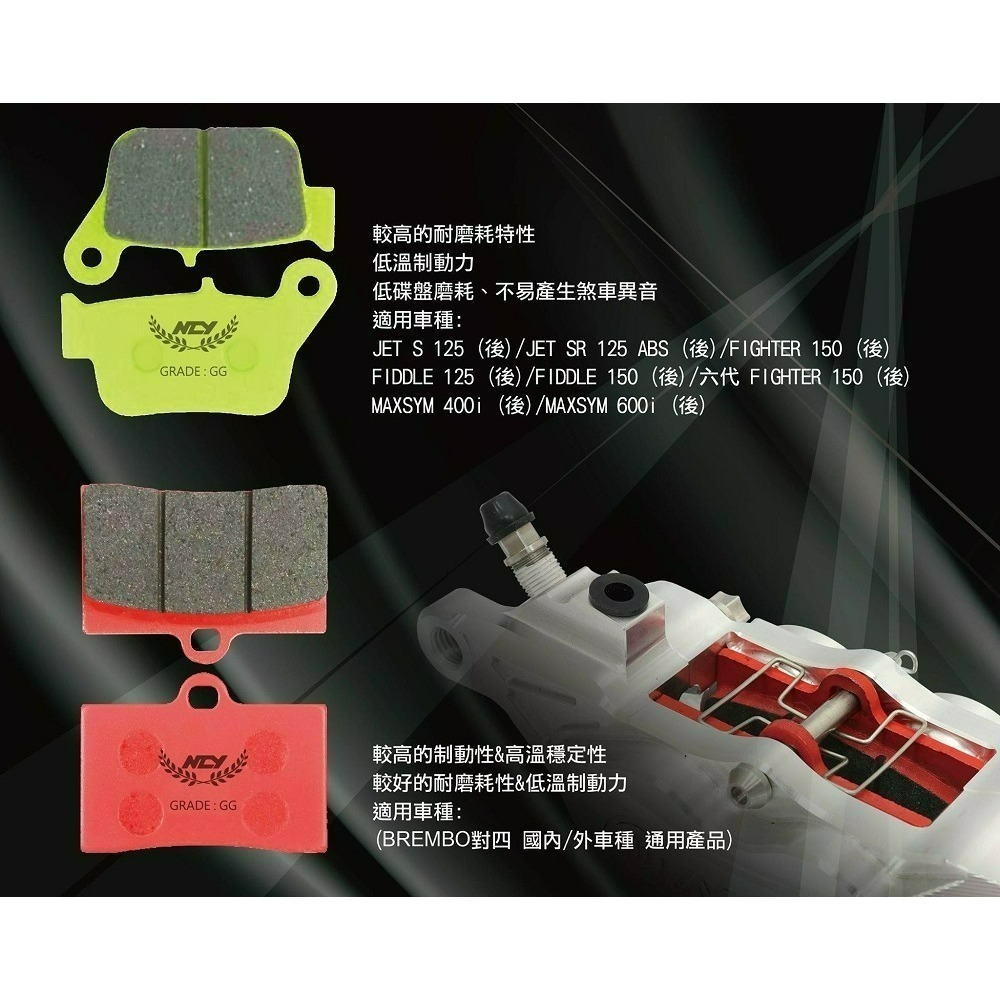 NCY 山海陶瓷版來令片 煞車皮 大螃蟹 四代後 FORCE 四代戰 六代後 三冠王 VJR 奔騰 GOGORO 來令-細節圖3