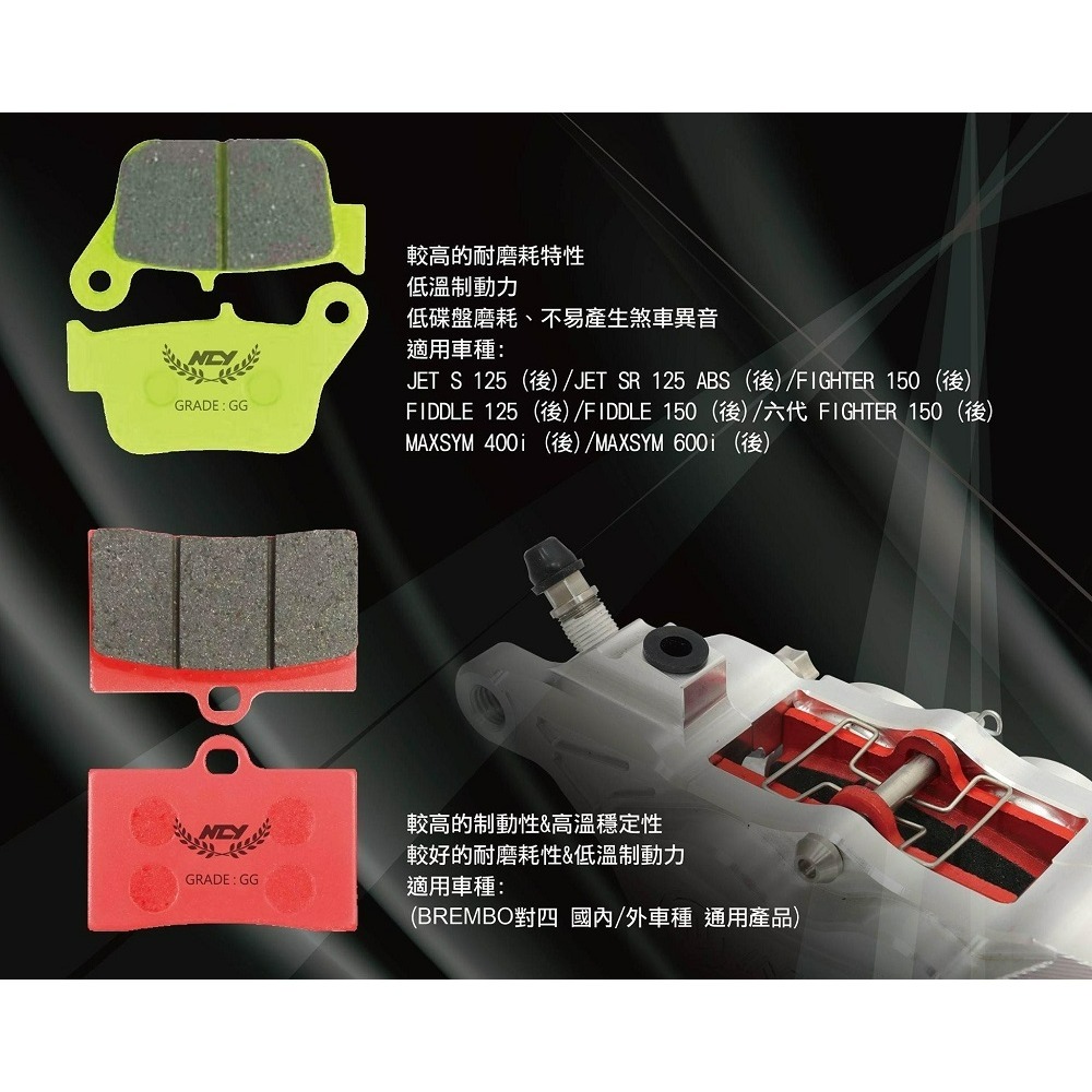NCY 悠活複合材來令片 煞車皮 對四 螃蟹 JET 勁戰 DRG KRV MMB 雷霆 FORCE 歐格 來令片-細節圖3