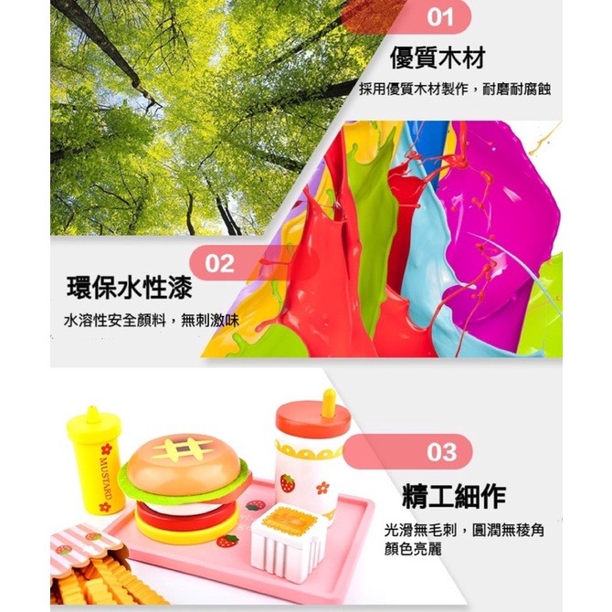 《台灣現貨》木製漢堡家家酒 磁性 木製切切樂 木製玩具 MVE小舖 切切樂玩具 小廚房 家家酒 漢堡六件組 兒童玩具-細節圖3