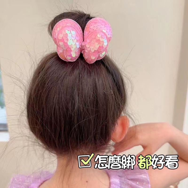 MVE小舖 韓國亮片蝴蝶結髮圈 蝴蝶結髮圈 髮飾 髮繩 蝴蝶結髮飾 兒童髮飾 女童髮飾 大腸圈 兒童蝴蝶結髮圈 髮夾-細節圖6