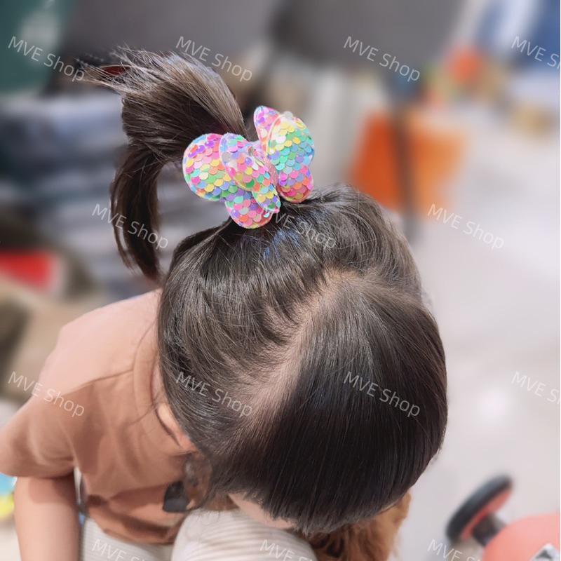 MVE小舖 韓國亮片蝴蝶結髮圈 蝴蝶結髮圈 髮飾 髮繩 蝴蝶結髮飾 兒童髮飾 女童髮飾 大腸圈 兒童蝴蝶結髮圈 髮夾-細節圖8