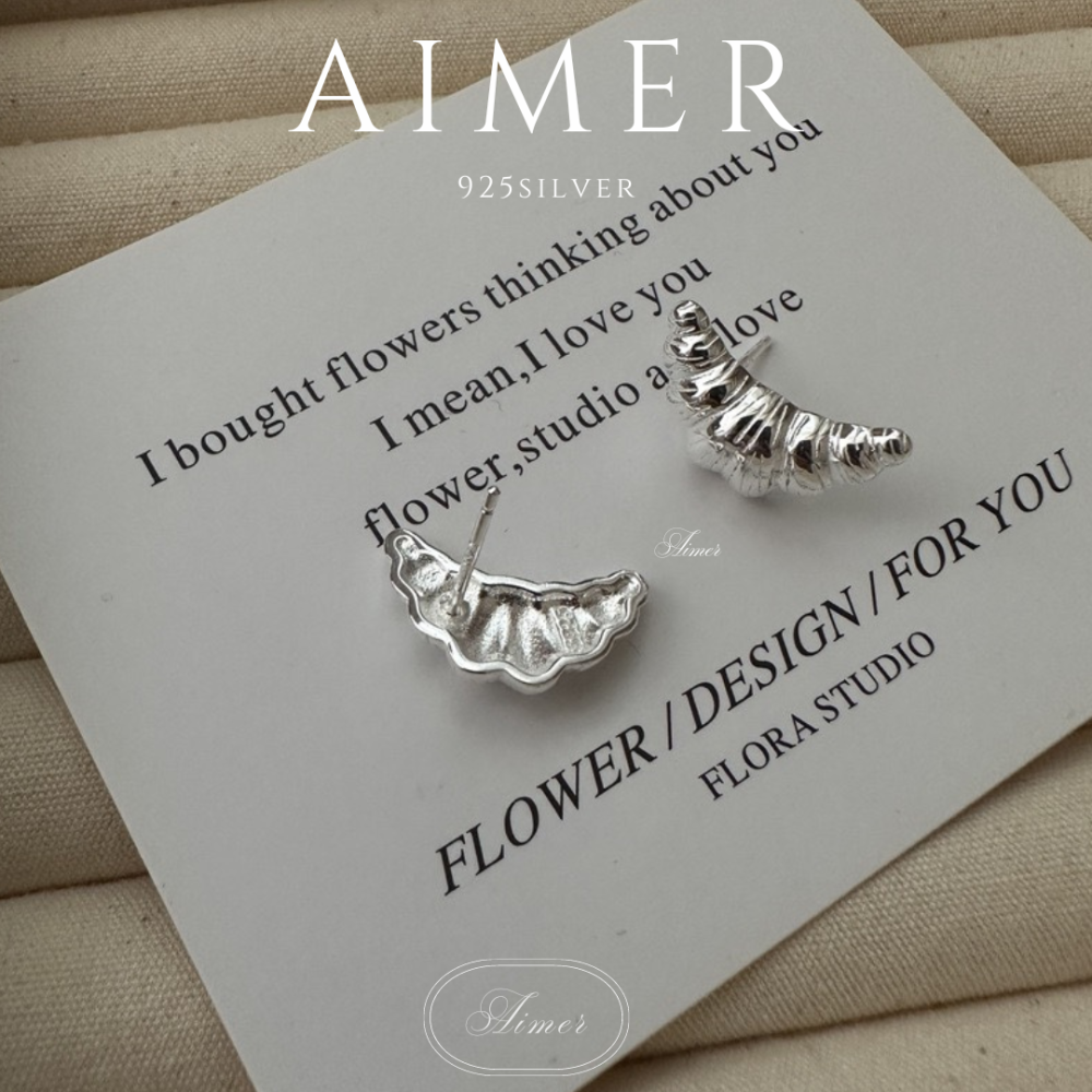 《Aimer ac》韓系S925純銀 可頌 牛角麵包 耳環｜銀色｜24年新款輕奢飾品【台灣現貨+預購】-細節圖3