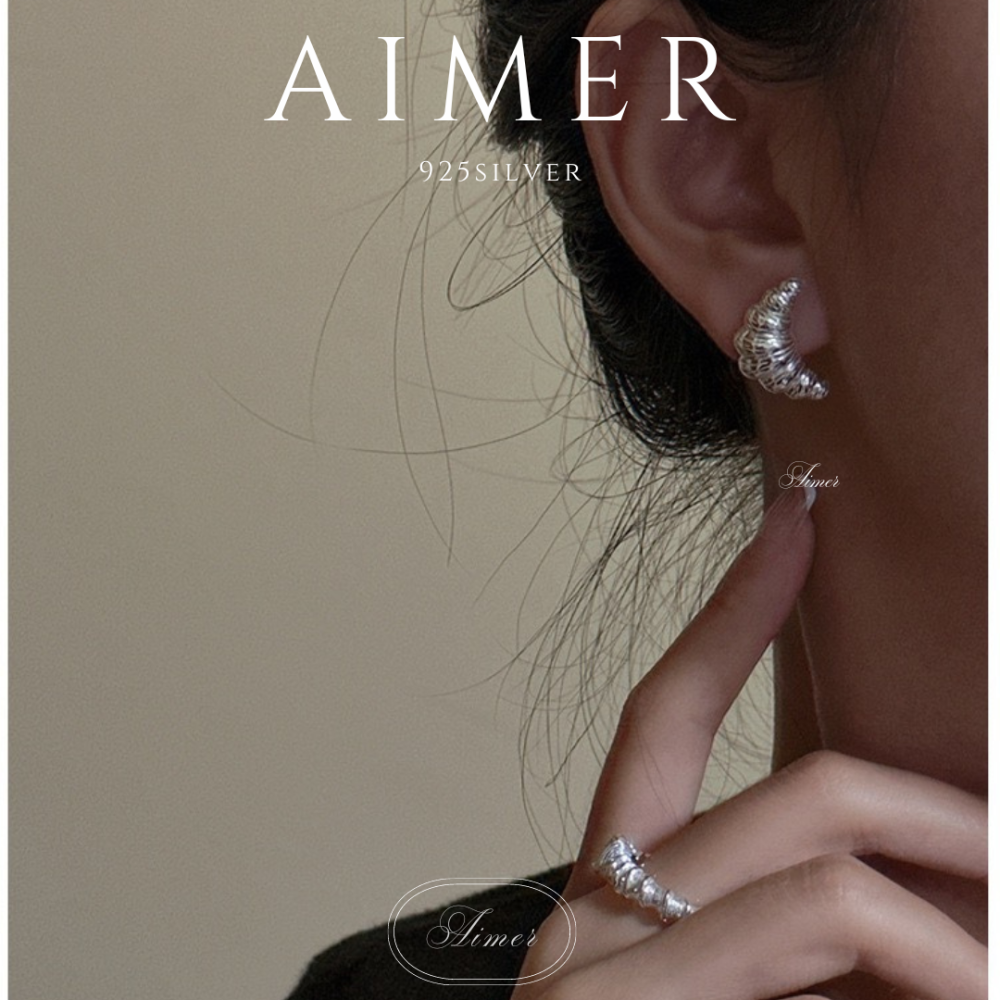 《Aimer ac》韓系S925純銀 可頌 牛角麵包 耳環｜銀色｜24年新款輕奢飾品【台灣現貨+預購】-細節圖5