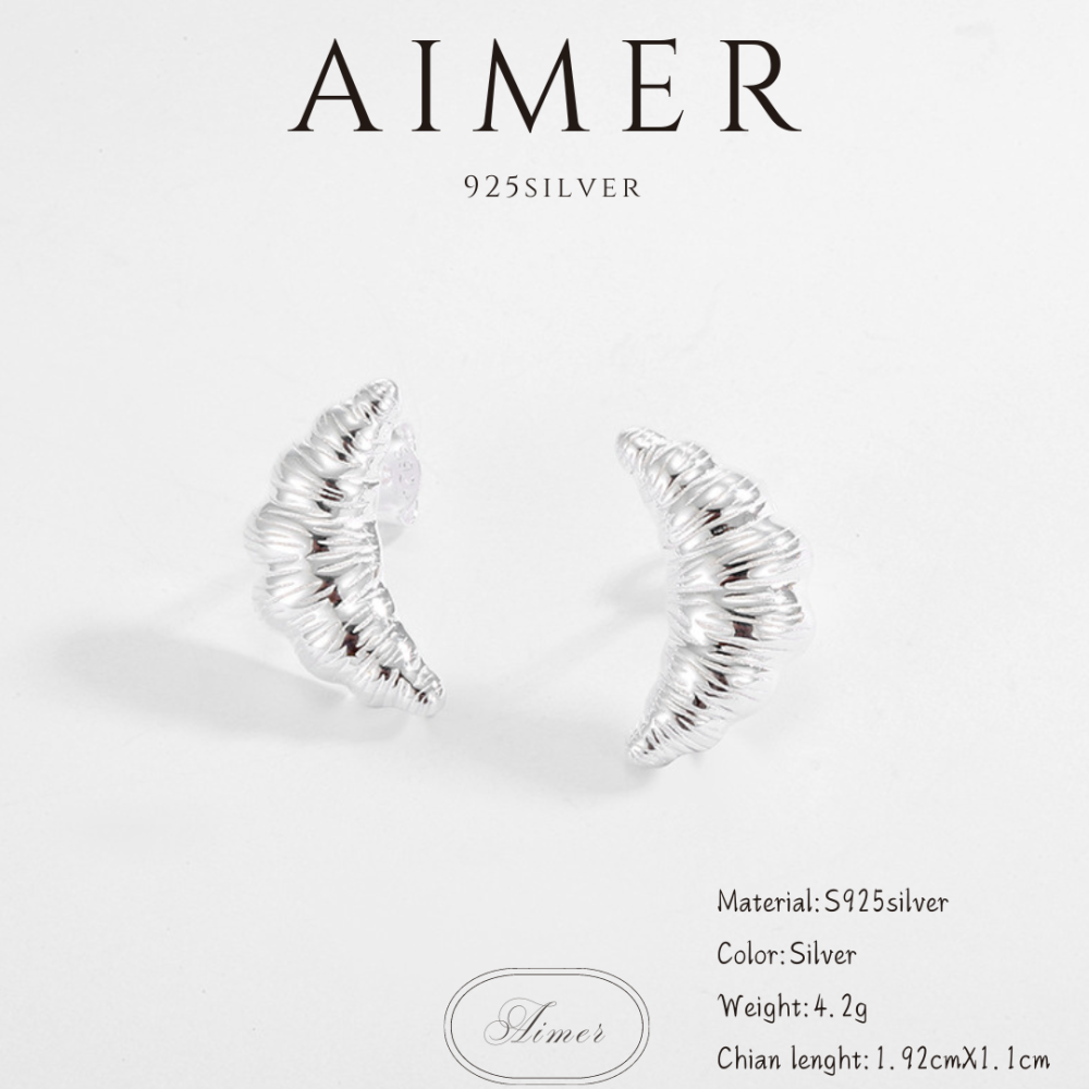 《Aimer ac》韓系S925純銀 可頌 牛角麵包 耳環｜銀色｜24年新款輕奢飾品【台灣現貨+預購】-細節圖6