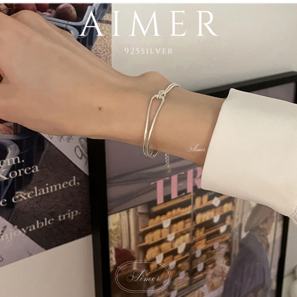 ⟪Aimer ac⟫韓系S925純銀 設計感麻繩 弧線 打結手鍊 手環 ｜銀色｜24年新款輕奢飾品【台灣現貨+預購】-細節圖4