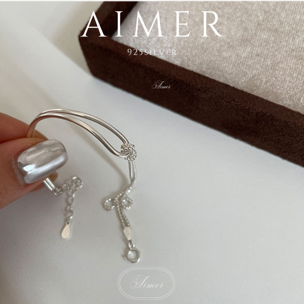 ⟪Aimer ac⟫韓系S925純銀 設計感麻繩 弧線 打結手鍊 手環 ｜銀色｜24年新款輕奢飾品【台灣現貨+預購】-細節圖6