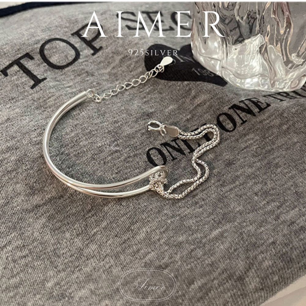 ⟪Aimer ac⟫韓系S925純銀 設計感麻繩 弧線 打結手鍊 手環 ｜銀色｜24年新款輕奢飾品【台灣現貨+預購】-細節圖7