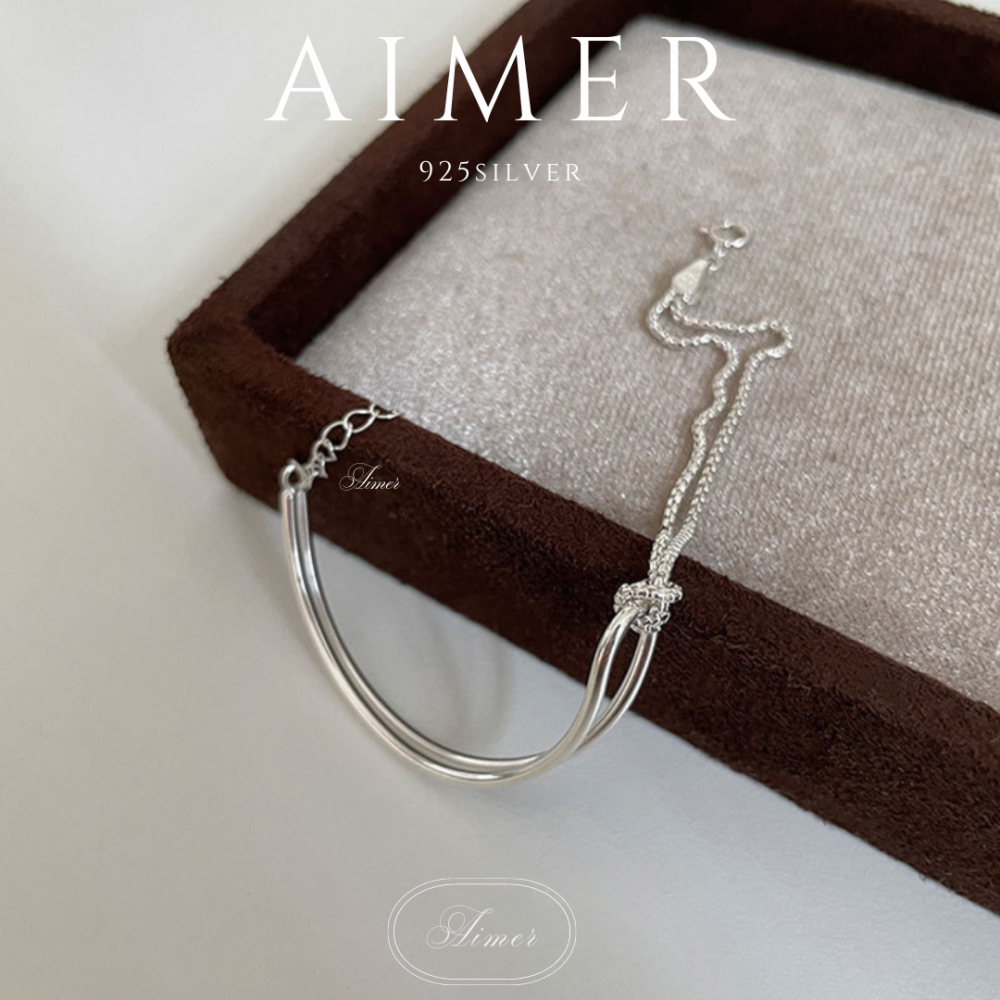 ⟪Aimer ac⟫韓系S925純銀 設計感麻繩 弧線 打結手鍊 手環 ｜銀色｜24年新款輕奢飾品【台灣現貨+預購】-細節圖8