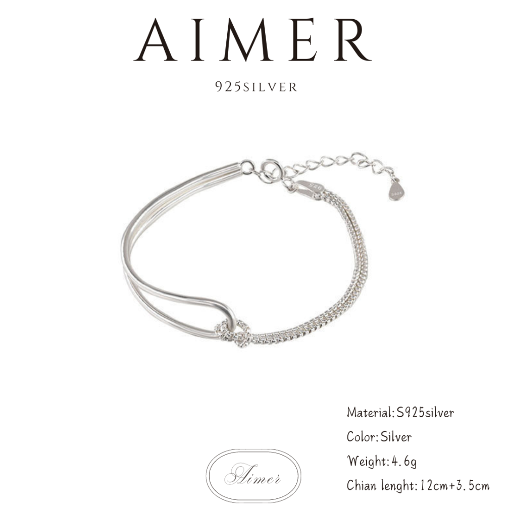 ⟪Aimer ac⟫韓系S925純銀 設計感麻繩 弧線 打結手鍊 手環 ｜銀色｜24年新款輕奢飾品【台灣現貨+預購】-細節圖9