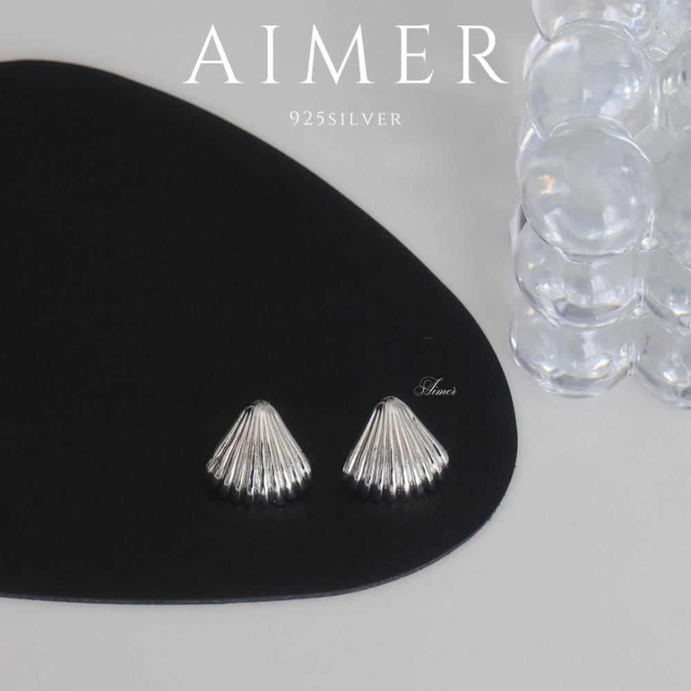 ⟪Aimer ac》韓系S925純銀 貝殼紋理耳環 金屬扇型耳環 ｜金、銀色｜24年新款輕奢飾品【台灣現貨+預購】-細節圖3