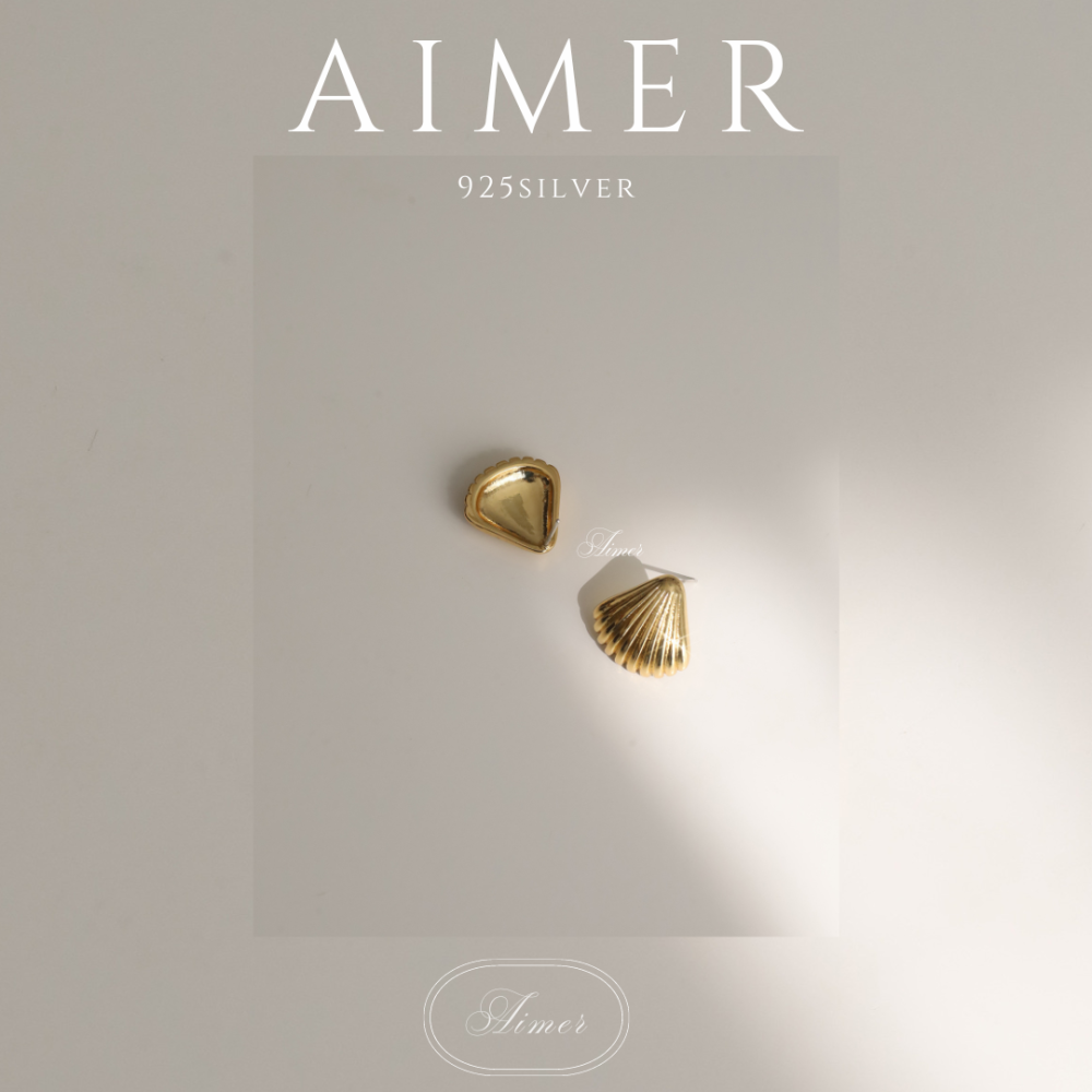 ⟪Aimer ac》韓系S925純銀 貝殼紋理耳環 金屬扇型耳環 ｜金、銀色｜24年新款輕奢飾品【台灣現貨+預購】-細節圖4