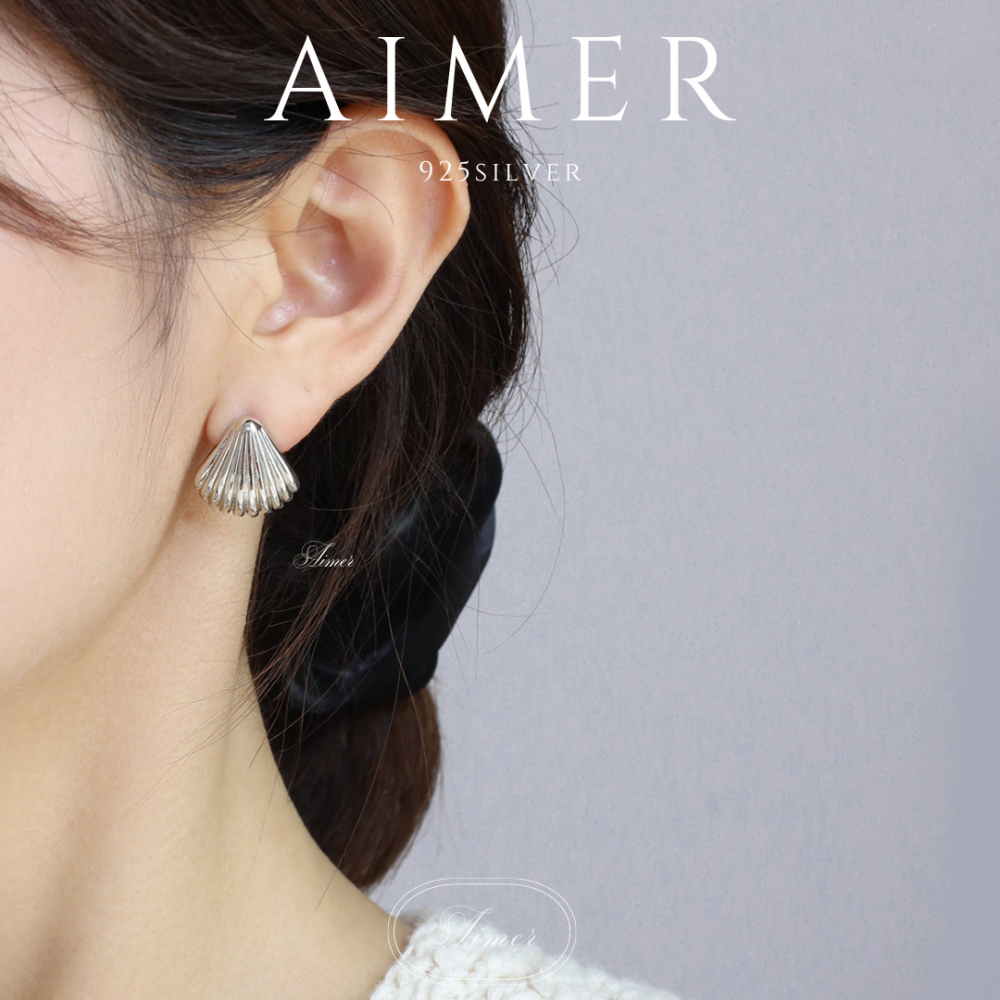 ⟪Aimer ac》韓系S925純銀 貝殼紋理耳環 金屬扇型耳環 ｜金、銀色｜24年新款輕奢飾品【台灣現貨+預購】-細節圖7