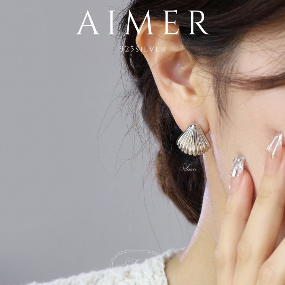 ⟪Aimer ac》韓系S925純銀 貝殼紋理耳環 金屬扇型耳環 ｜金、銀色｜24年新款輕奢飾品【台灣現貨+預購】-細節圖8