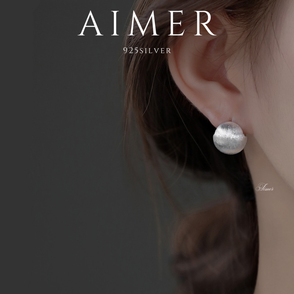 ⟪Aimer ac⟫韓系S925純銀 歐美金屬圓形 磨砂拉絲圓環耳環  ｜銀色｜24年新款輕奢飾品【台灣現貨+預購】-細節圖2