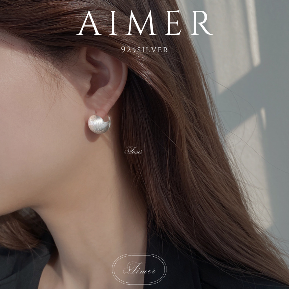 ⟪Aimer ac⟫韓系S925純銀 歐美金屬圓形 磨砂拉絲圓環耳環  ｜銀色｜24年新款輕奢飾品【台灣現貨+預購】-細節圖3