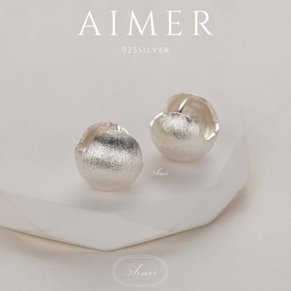 ⟪Aimer ac⟫韓系S925純銀 歐美金屬圓形 磨砂拉絲圓環耳環  ｜銀色｜24年新款輕奢飾品【台灣現貨+預購】-細節圖4