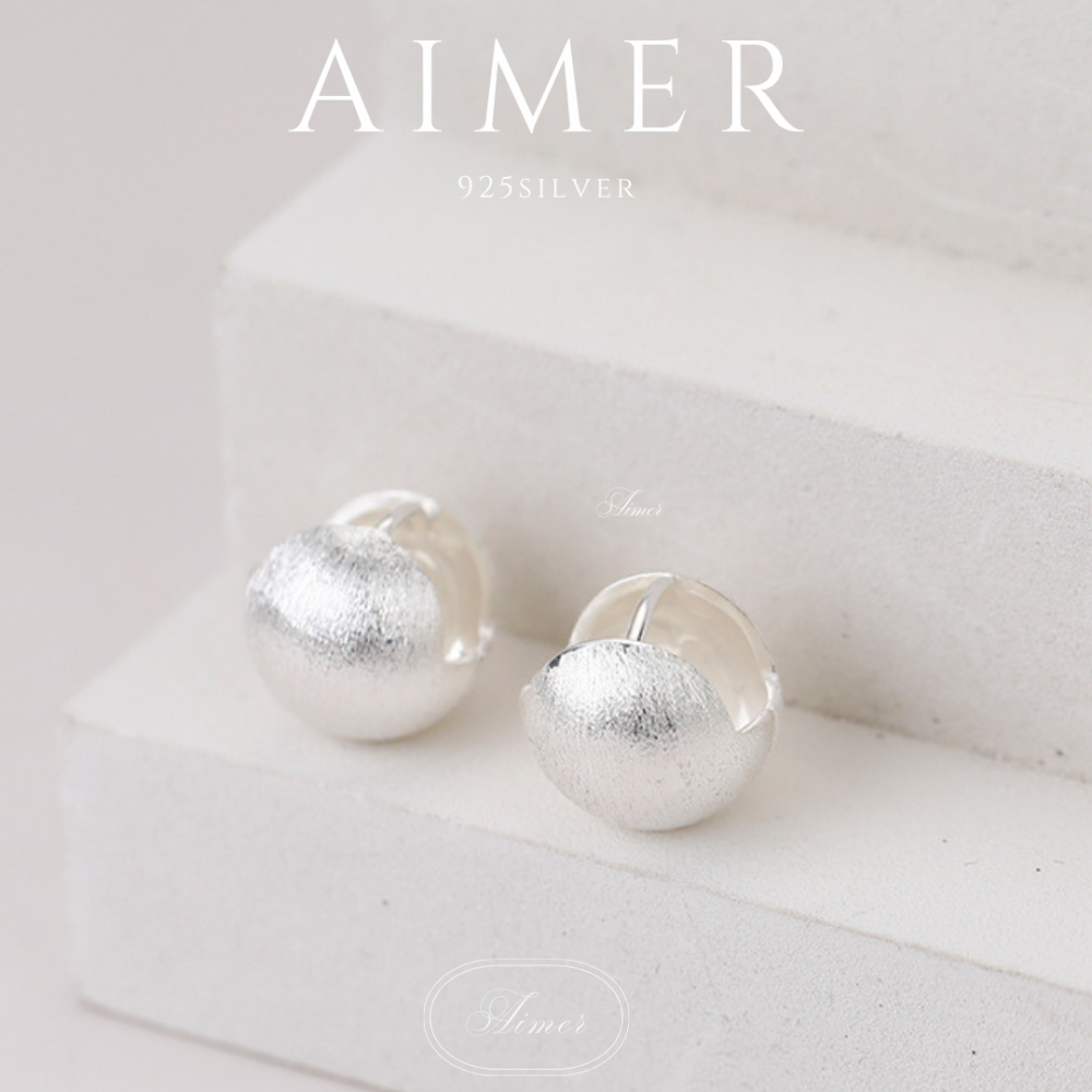 ⟪Aimer ac⟫韓系S925純銀 歐美金屬圓形 磨砂拉絲圓環耳環  ｜銀色｜24年新款輕奢飾品【台灣現貨+預購】-細節圖5